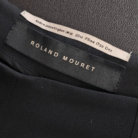 Roland Mouret Womens High Waist Side Stripe Slit Bottom Pants Size 12 Black Blue - Picture 11 of 14